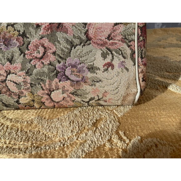 Vintage 60s Purse 1960s Floral Tapestry Lucite Spring Pinup Rockabilly Retro Bag - Picture 6 of 7